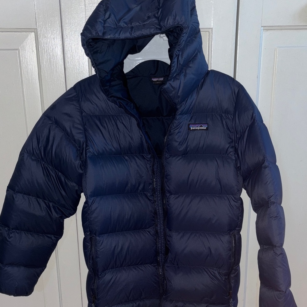 Patagonia Dark Blue Hooded Puffer Jacket
